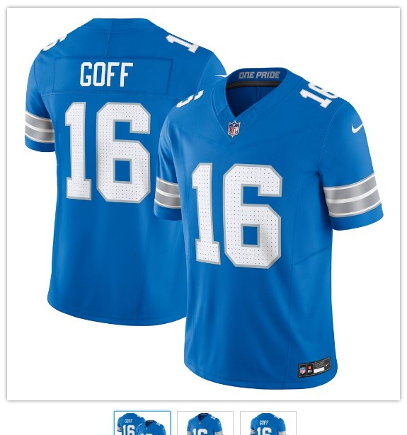 Lions #16 Jared Goff Blue Jersey