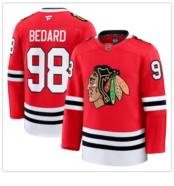 Blackhawks #98 Connor Bedard Red Jersey