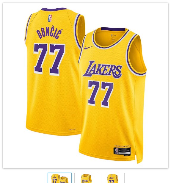 Lakers #77 Luka Doncic Gold Jersey