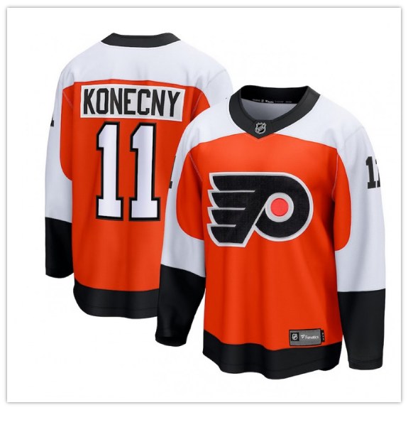 Flyers #11 Travis Konecny Orange Jersey