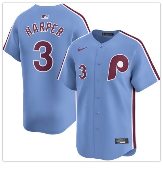 Phillies #3 Bryce Harper Blue Jersey